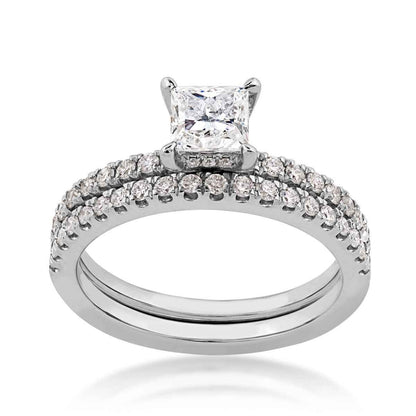 Noventa 1-1/4 ct. tw. Princess Cut Diamond Wedding Set in 14K White Gold