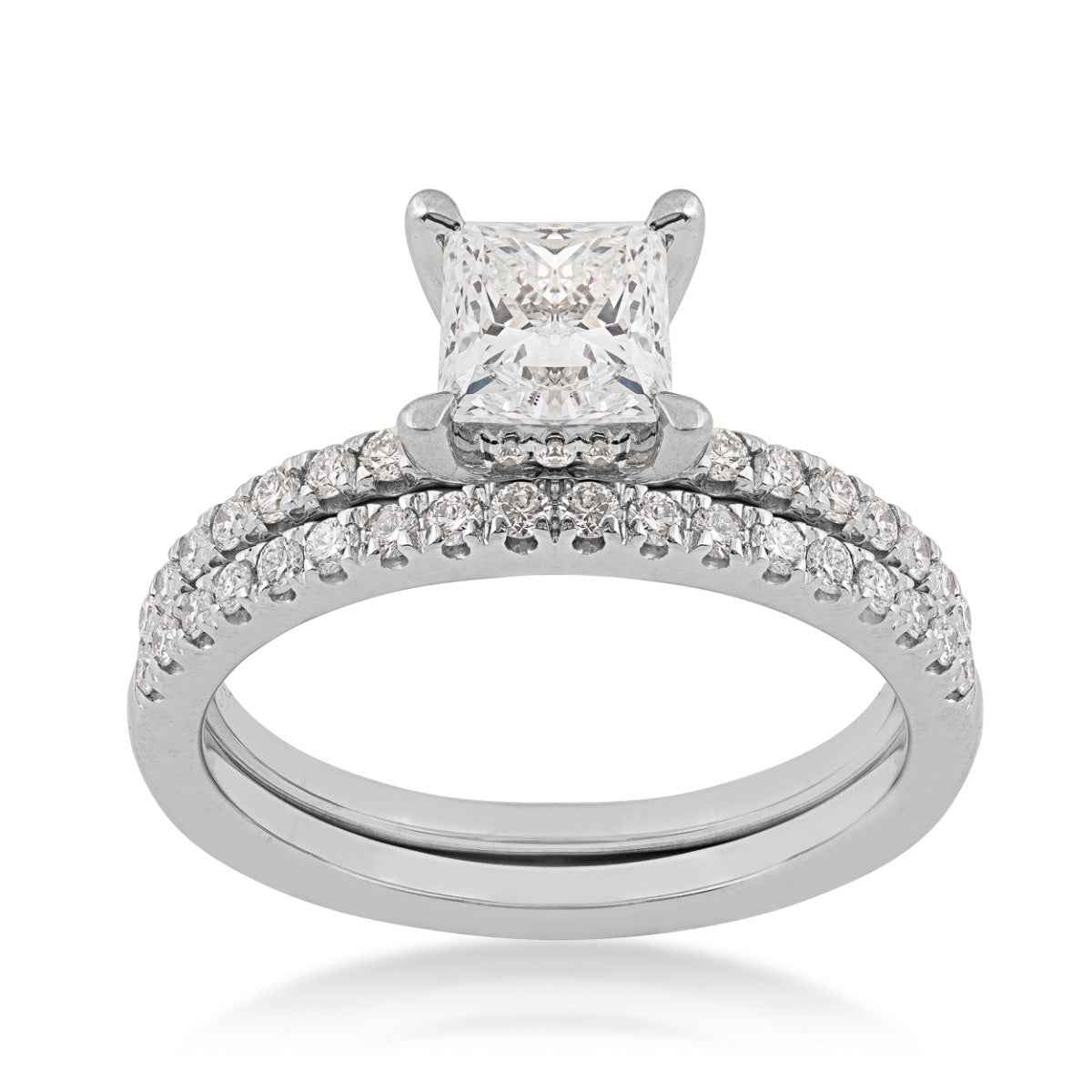 Noventa 1-1/2 ct. tw. Princess Cut Diamond Wedding Set in 14K White Gold