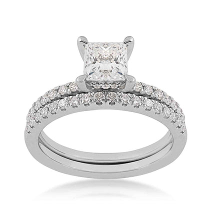 Noventa 1-1/2 ct. tw. Princess Cut Diamond Wedding Set in 14K White Gold