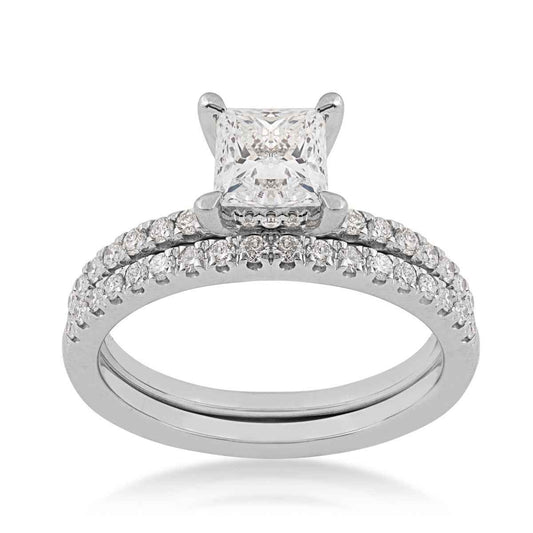 Noventa 1-1/2 ct. tw. Princess Cut Diamond Wedding Set in 14K White Gold