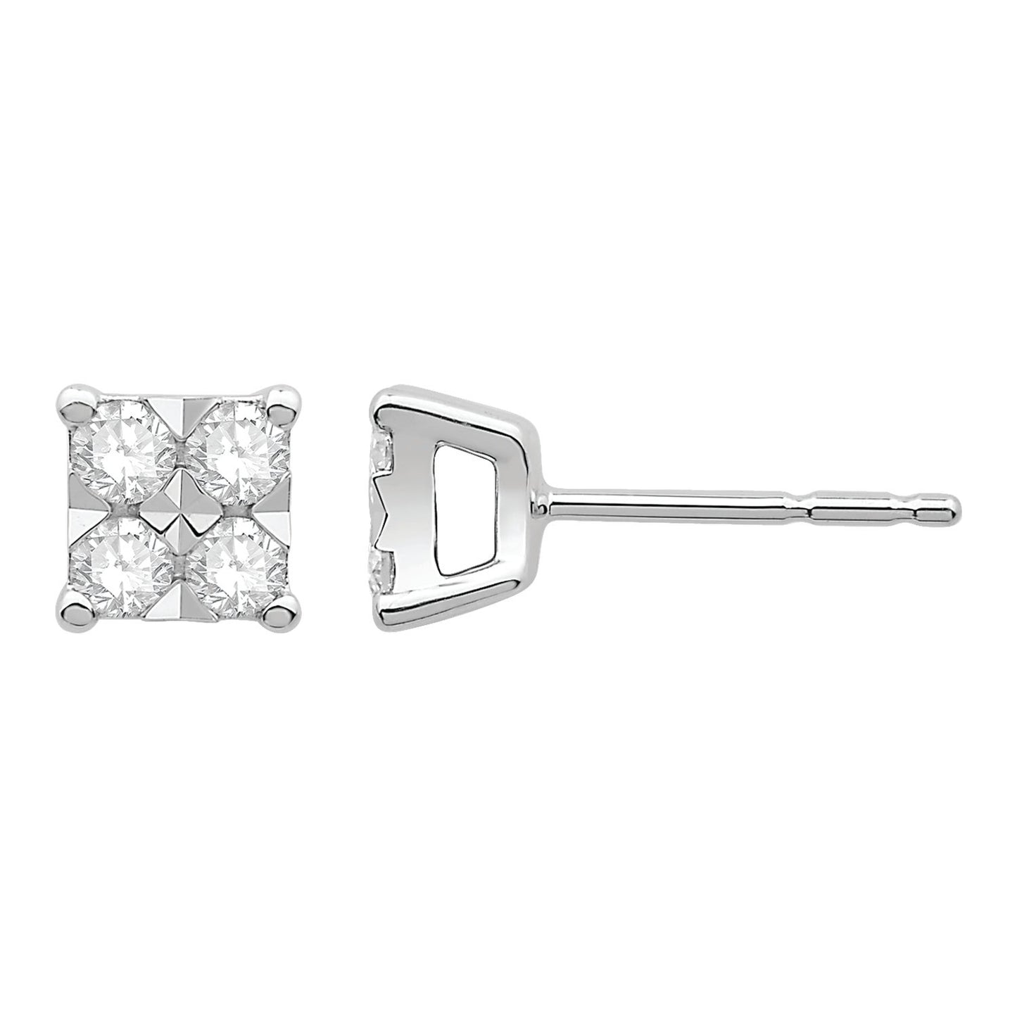 1/3 ct. tw. Round Quad Stud Earrings in 10K White Gold