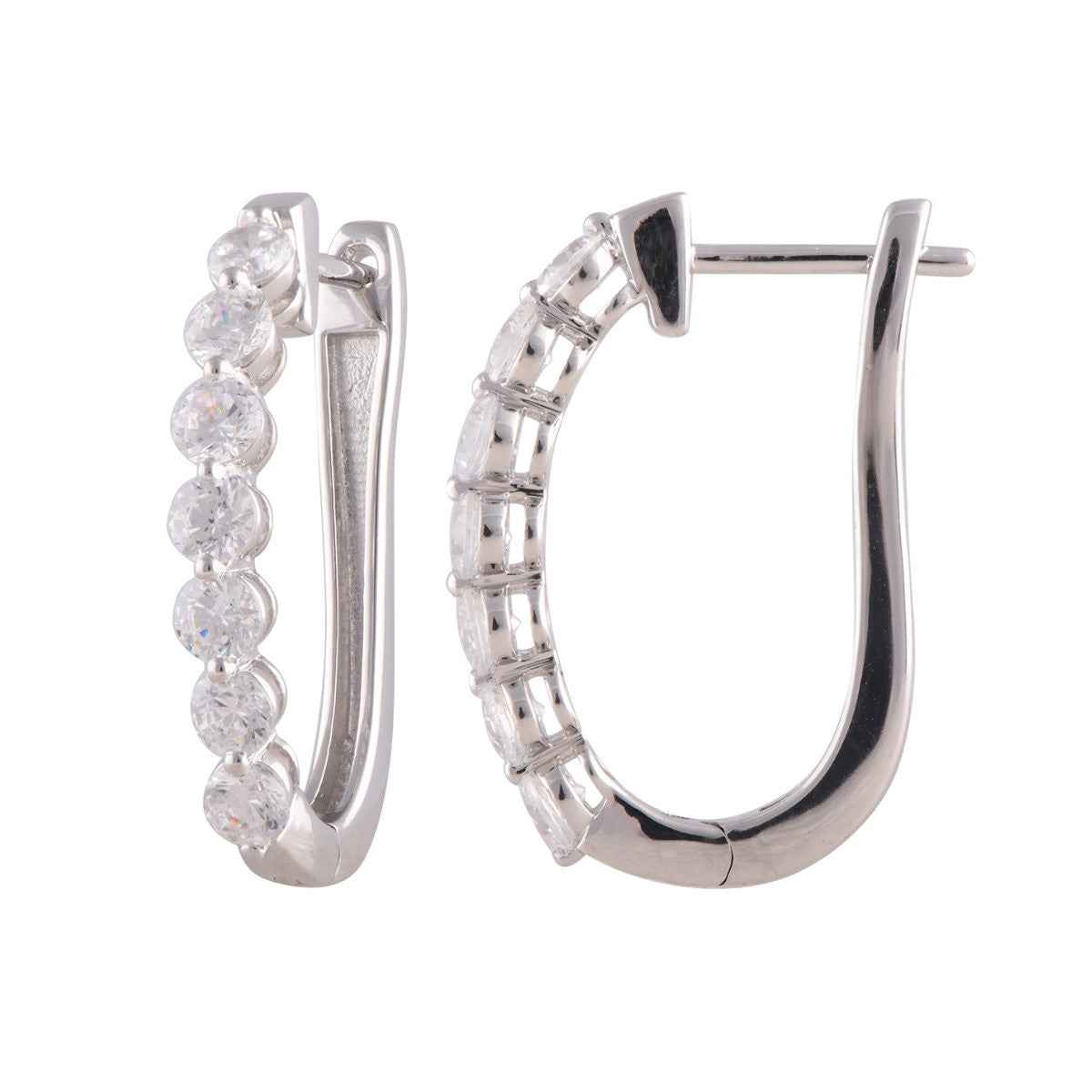 Adamante 2 ct. tw. Lab-Grown Diamond J-Hoop Earrings in 14K White Gold