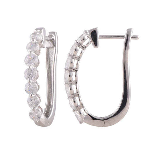 Adamante 2 ct. tw. Lab-Grown Diamond J-Hoop Earrings in 14K White Gold
