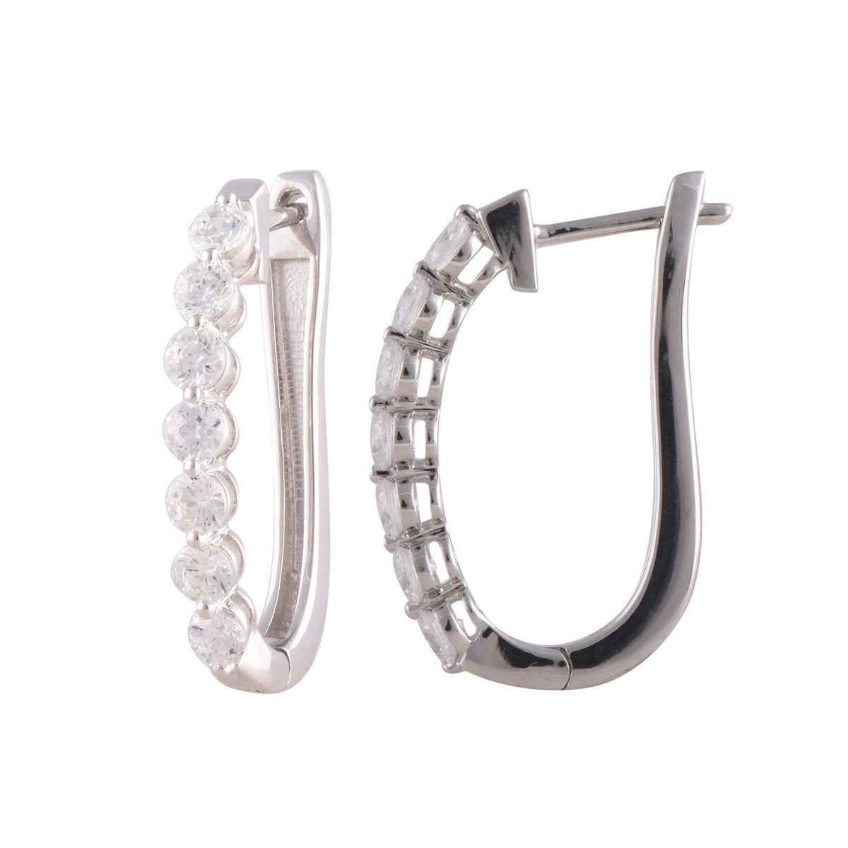 Adamante 1-1/2 ct. tw. Lab-Grown Diamond J-Hoop Earrings in 14K White Gold