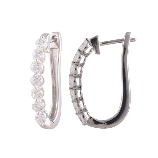 Adamante 1-1/2 ct. tw. Lab-Grown Diamond J-Hoop Earrings in 14K White Gold