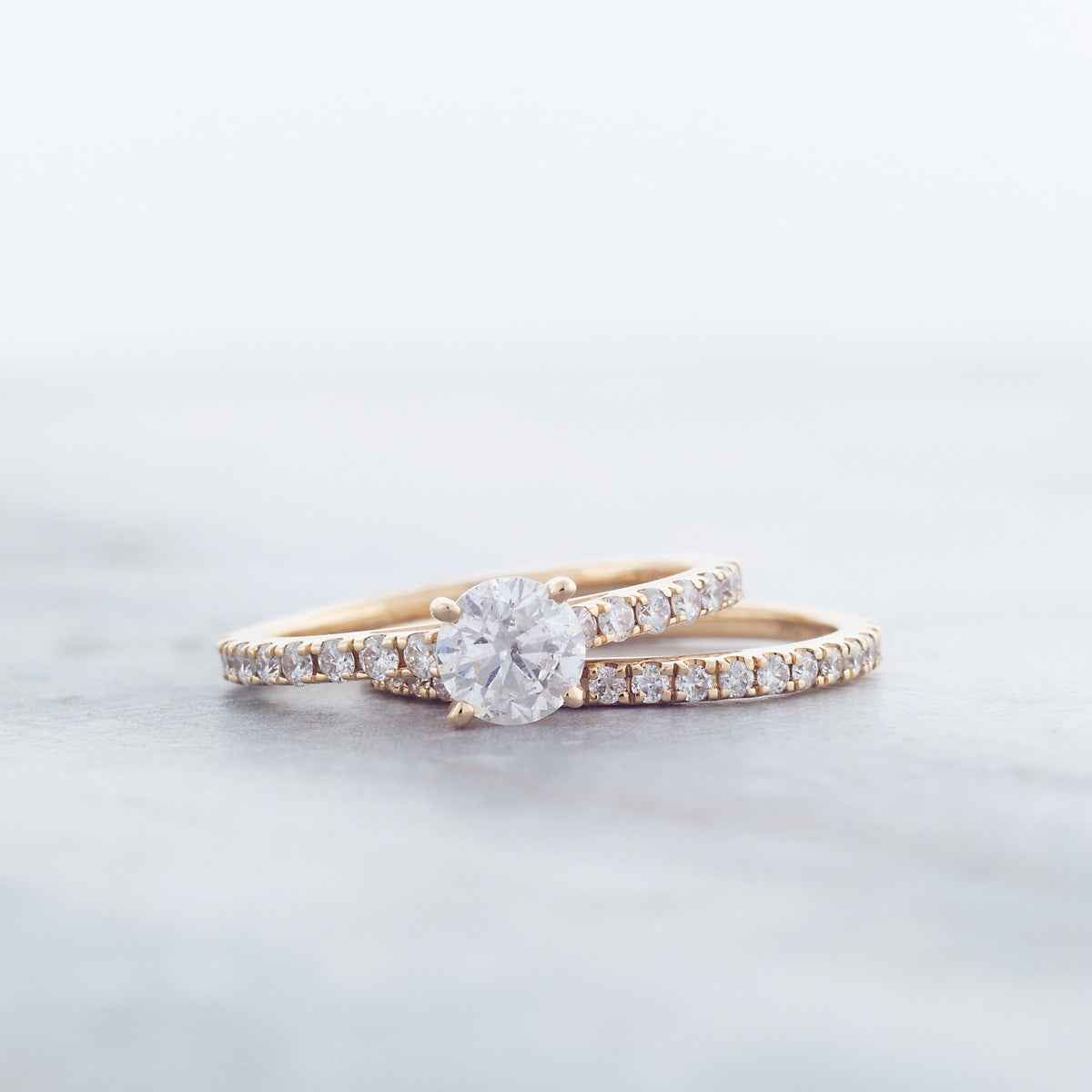 Natural 1-1/2 ct. tw. Round Brilliant Diamond Wedding Set in 14K Yellow Gold side profile