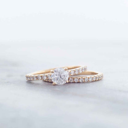 Natural 1-1/2 ct. tw. Round Brilliant Diamond Wedding Set in 14K Yellow Gold side profile