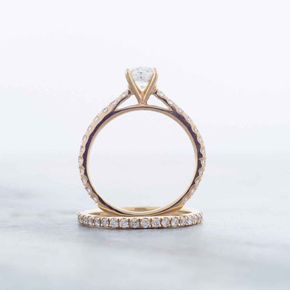 Natural 1-1/2 ct. tw. Round Brilliant Diamond Wedding Set in 14K Yellow Gold full view