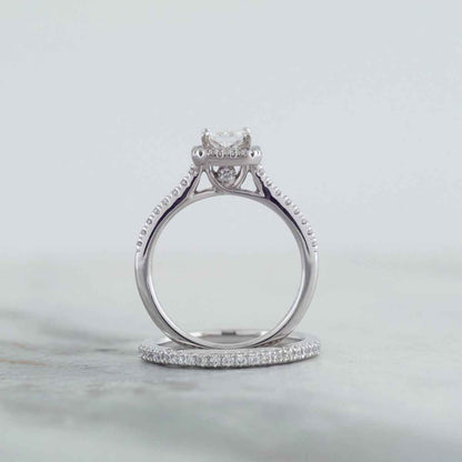 Adamante 1-5/8 ct. tw. Lab-Grown Radiant Cut Diamond Halo Wedding Set in 14K White Gold full view