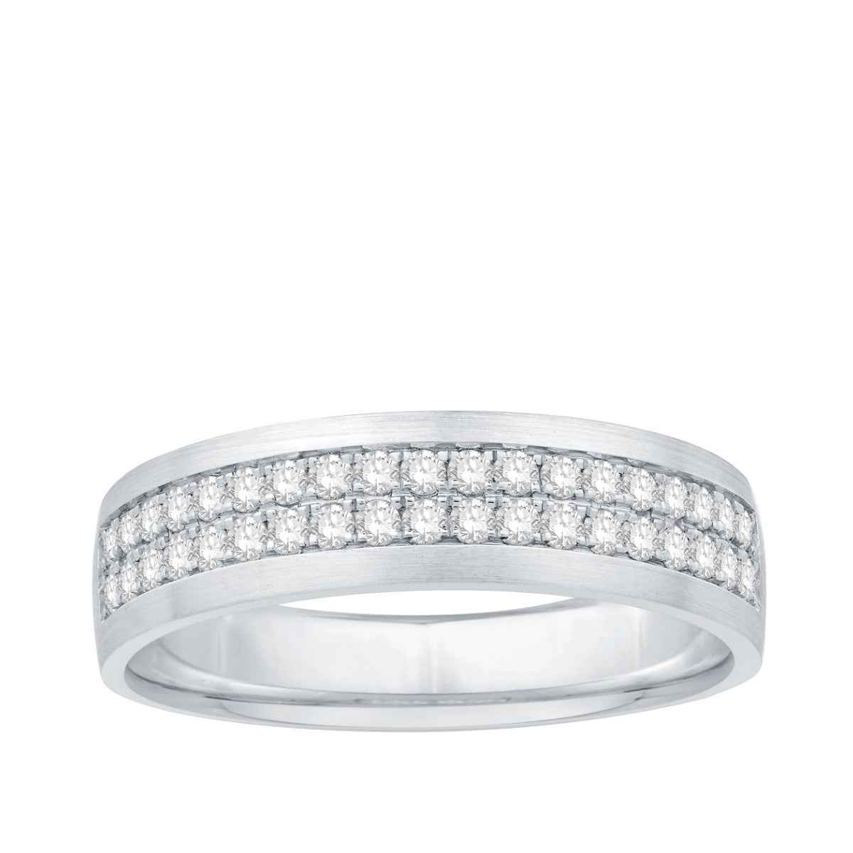 1/2 ct. tw. Men's 2-Row Diamond Wedding Band in 10K White Gold