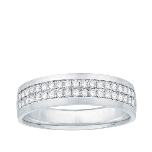 1/2 ct. tw. Men's 2-Row Diamond Wedding Band in 10K White Gold