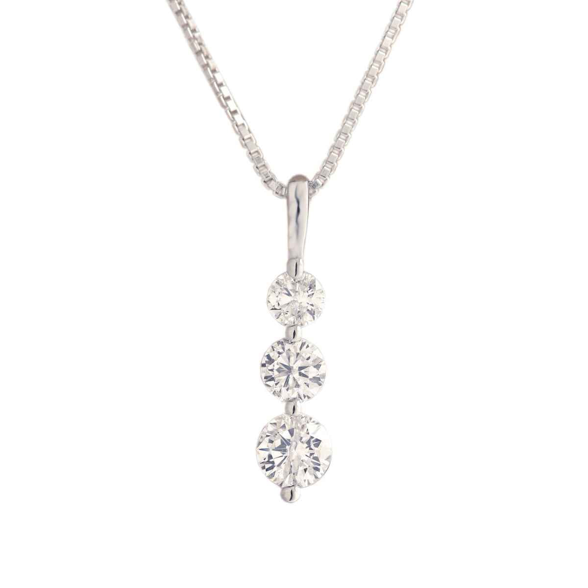 2 ct. tw. 3-Stone Diamond Graduated Pendant in 14K White Gold