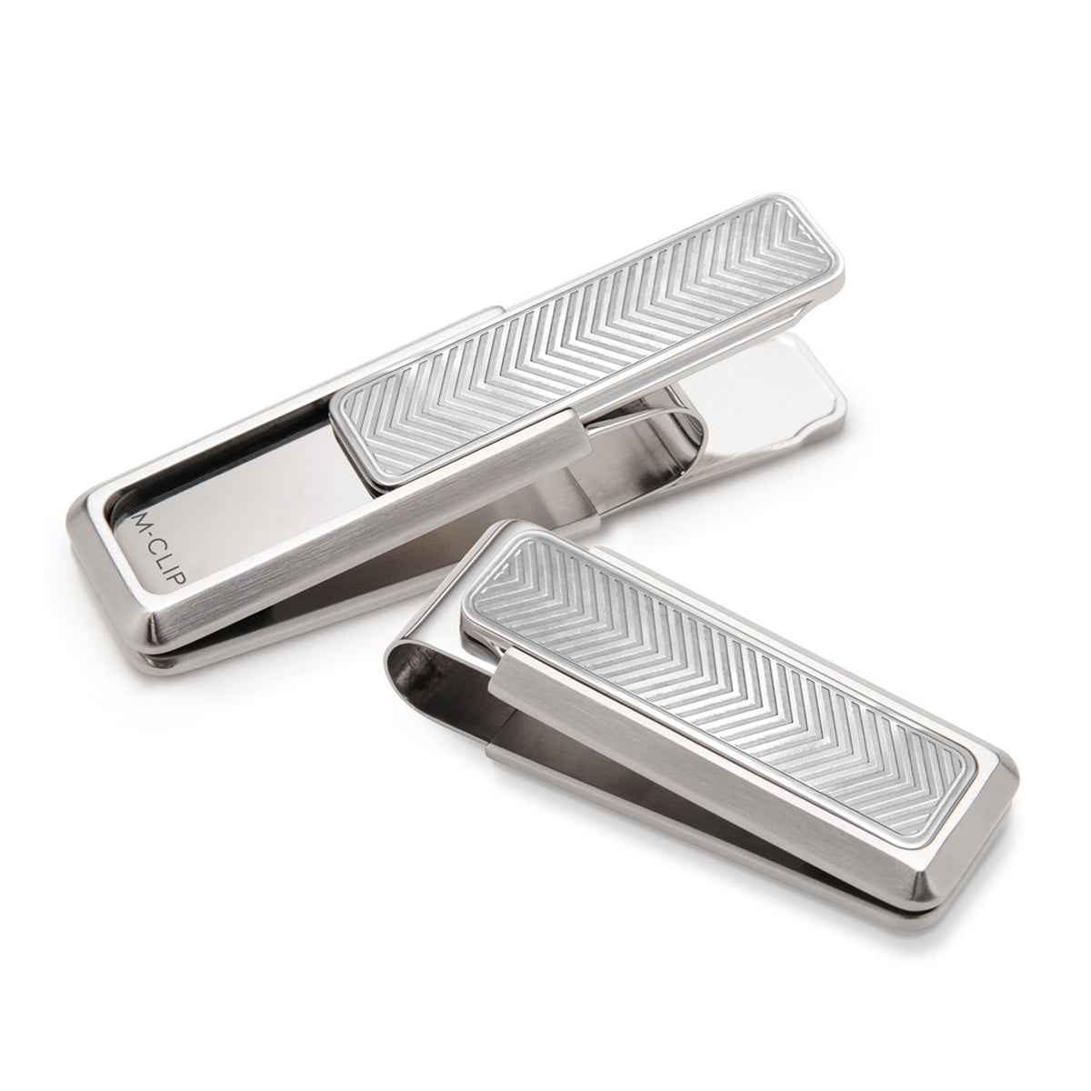 M-Clip Brushed Finish with Etched Chevron Money Clip