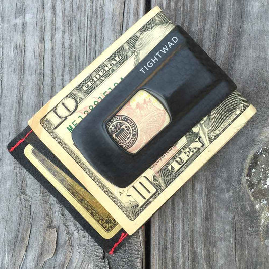 Tightwad Black Carbon Fiber Money Clip front view