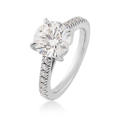 Adamante 3 ct. tw. Lab-Grown Round Diamond Engagement Ring in 14K White Gold front view