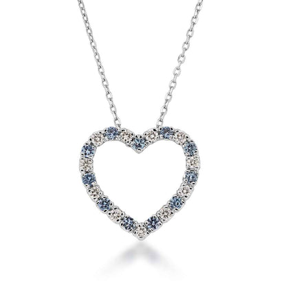 Yogo Sapphire & 1/4 ct. tw. Diamond Heart Pendant in 10K White Gold