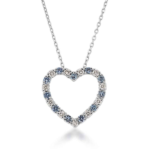 Yogo Sapphire & 1/4 ct. tw. Diamond Heart Pendant in 10K White Gold