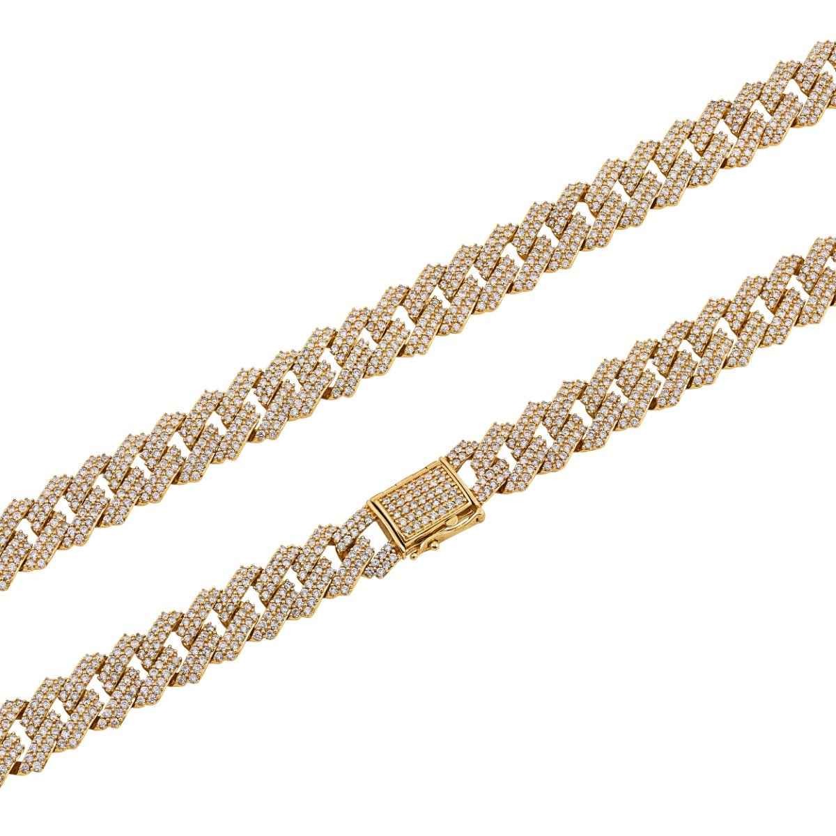 25-3/4 ct. tw. Diamond 24-inch Miami Cuban Chain in 10K Yellow Gold front view