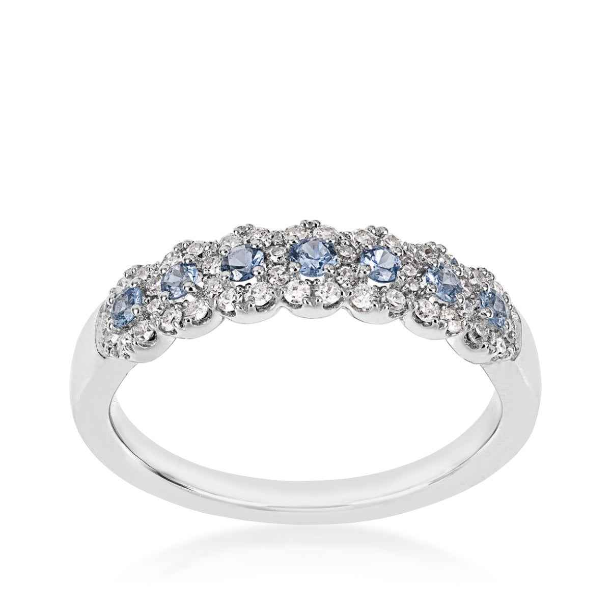 Yogo Sapphire & 1/4 ct. tw. Diamond Halo Band in 10K White Gold