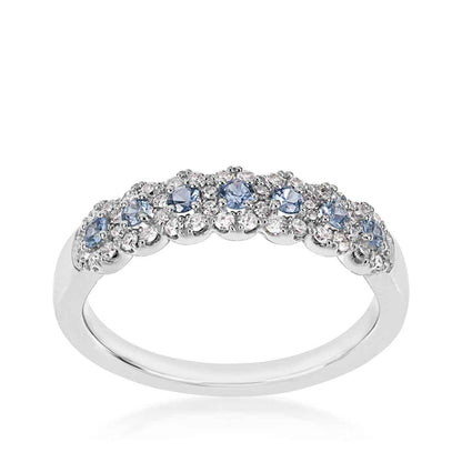 Yogo Sapphire & 1/4 ct. tw. Diamond Halo Band in 10K White Gold