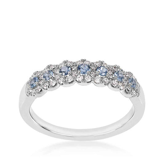 Yogo Sapphire & 1/4 ct. tw. Diamond Halo Band in 10K White Gold