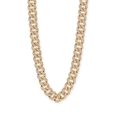 13 ct. tw. Diamond 22-inch Miami Cuban Chain in 10K Yellow Gold