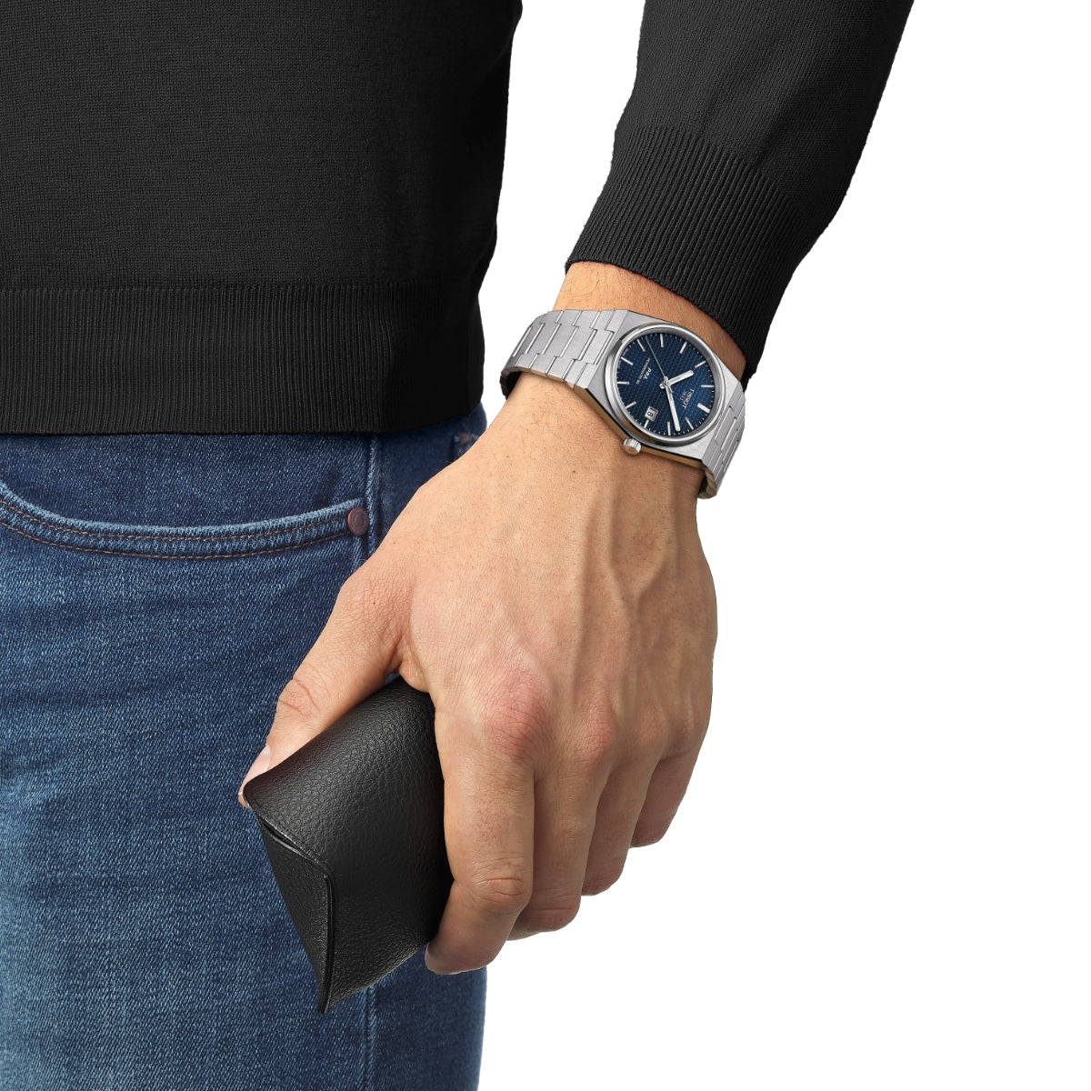 Tissot Men's PRX Powermatic 80 Stainless Steel Watch with Blue Dial front view