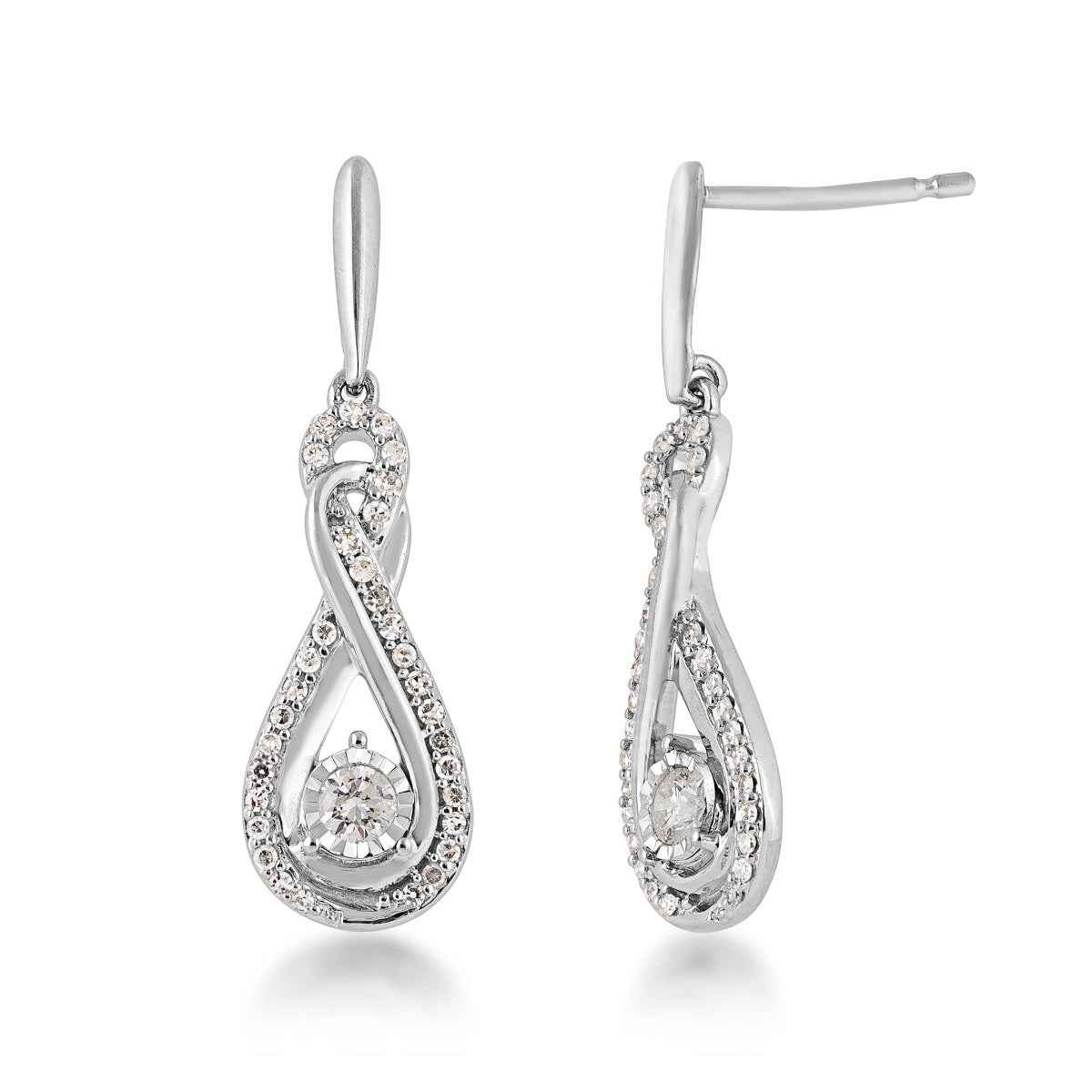 Infinite Love 3/8 ct. tw. Diamond Miracle Plate Infinity Dangle Earrings in 10K White Gold