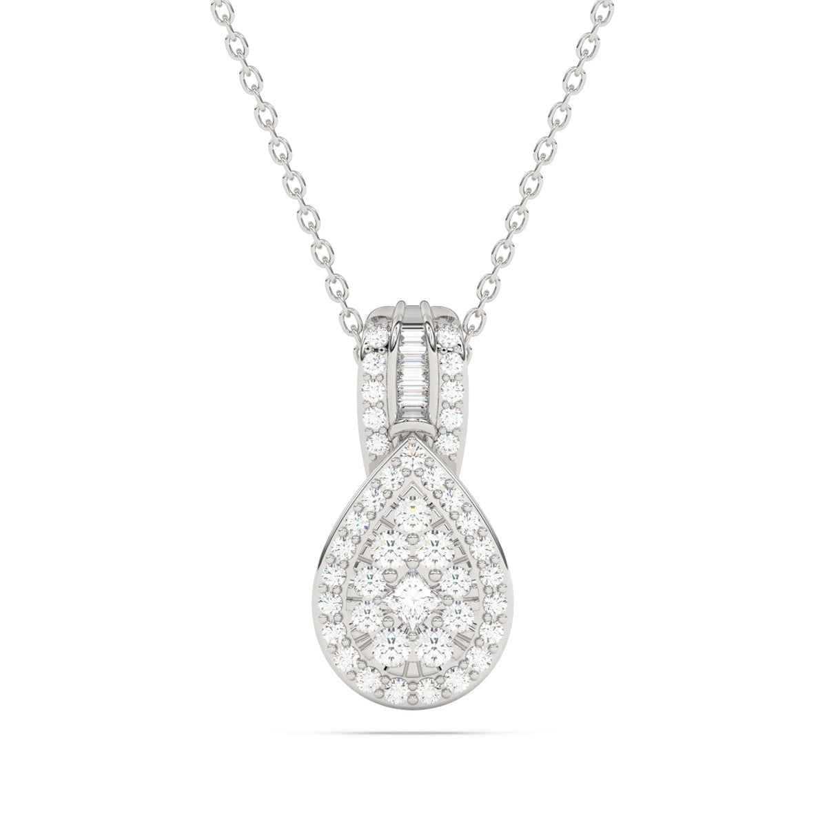Fairytale Diamonds 3/4 ct. tw. Diamond Cluster Pear-Shape Pendant in 10K White Gold