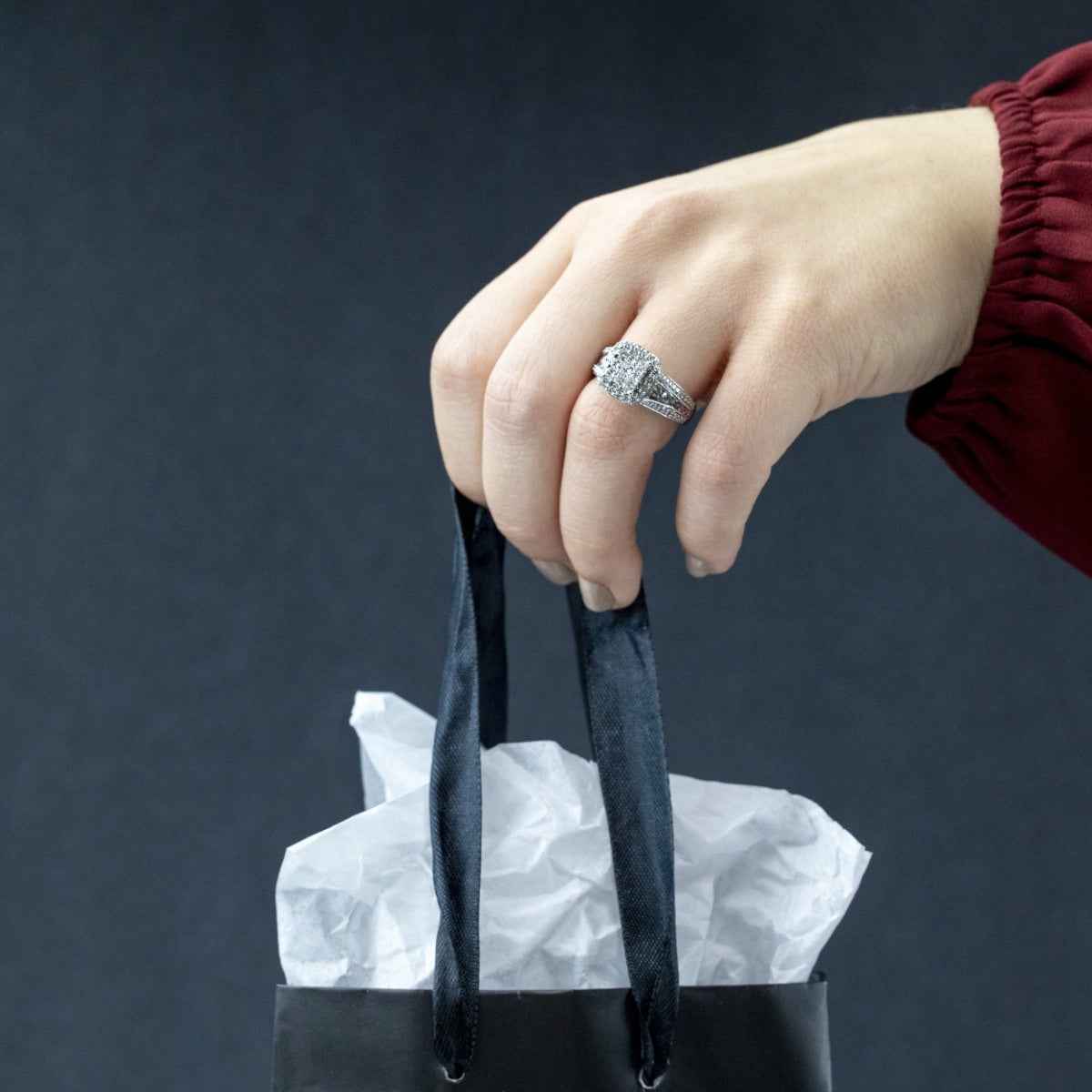 Fairytale Diamonds 1-1/2 ct. tw. Invisible Set Diamond Cluster Wedding Set in 10K White Gold side profile