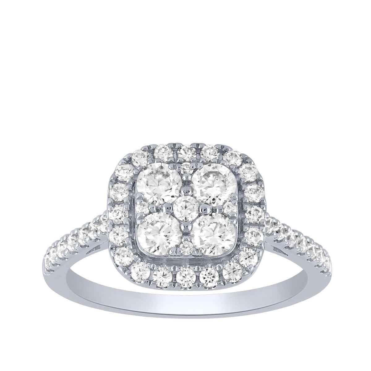 Fairytale Diamonds 1 ct. tw. Diamond Cushion-Shape Cluster Halo Ring in 14K White Gold