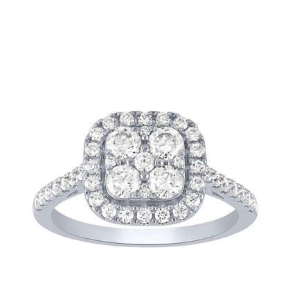 Fairytale Diamonds 1 ct. tw. Diamond Cushion-Shape Cluster Halo Ring in 14K White Gold