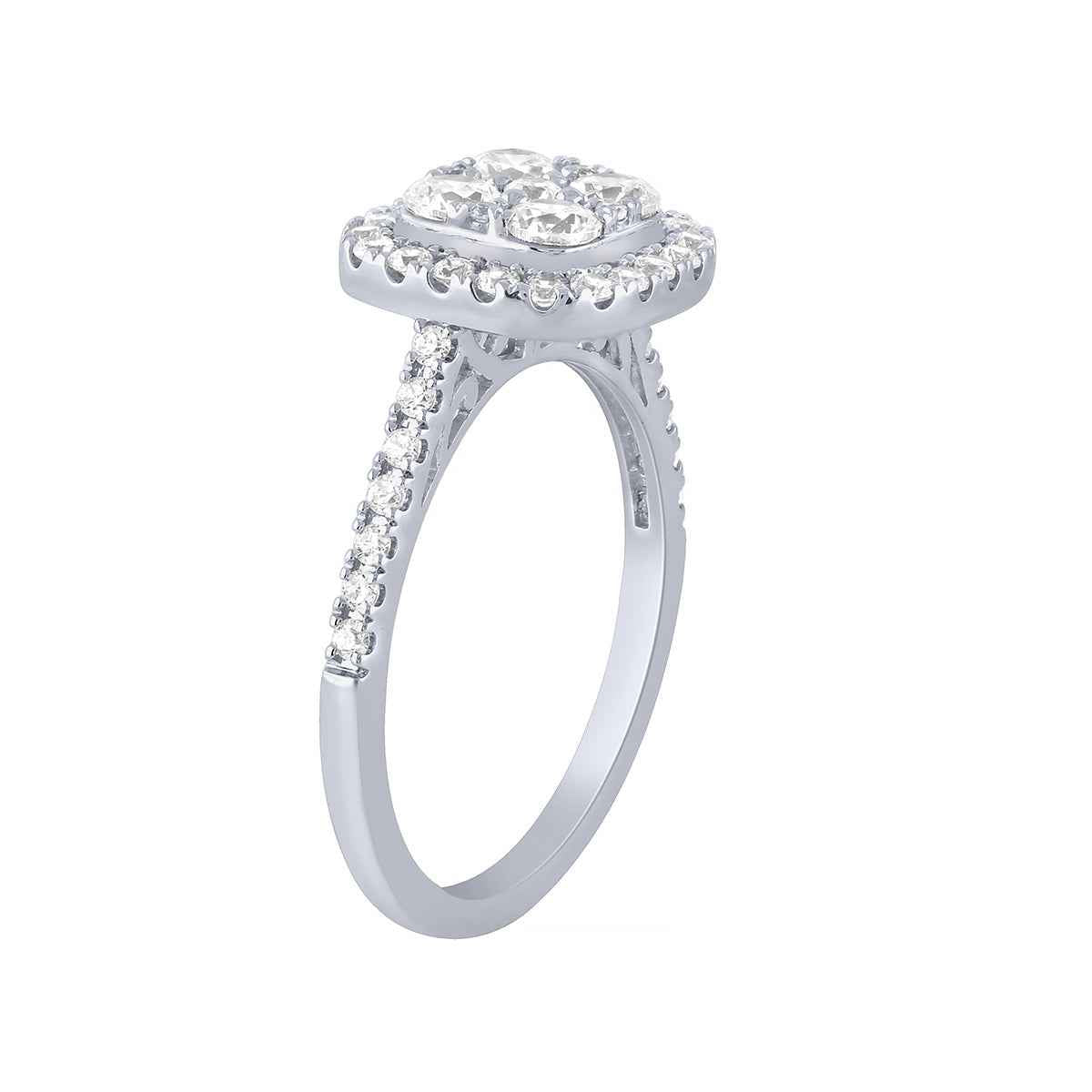 Fairytale Diamonds 1 ct. tw. Diamond Cushion-Shape Cluster Halo Ring in 14K White Gold front view