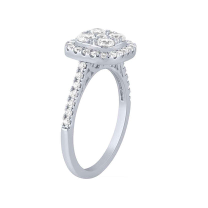 Fairytale Diamonds 1 ct. tw. Diamond Cushion-Shape Cluster Halo Ring in 14K White Gold front view