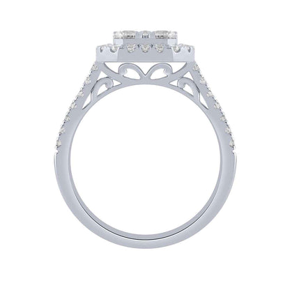 Fairytale Diamonds 1 ct. tw. Diamond Cushion-Shape Cluster Halo Ring in 14K White Gold close-up detail