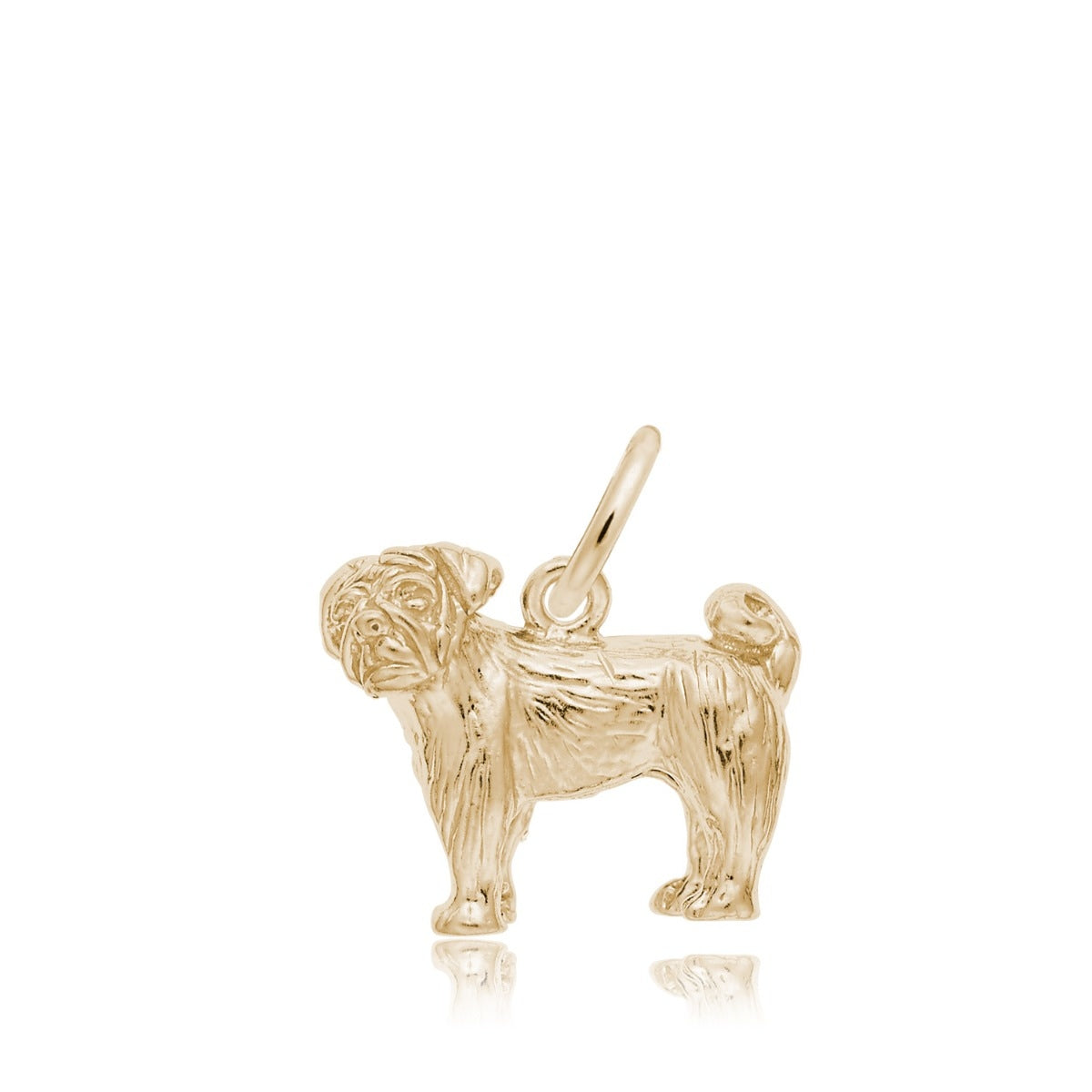 Pug Dog Charm in 14K Yellow Gold