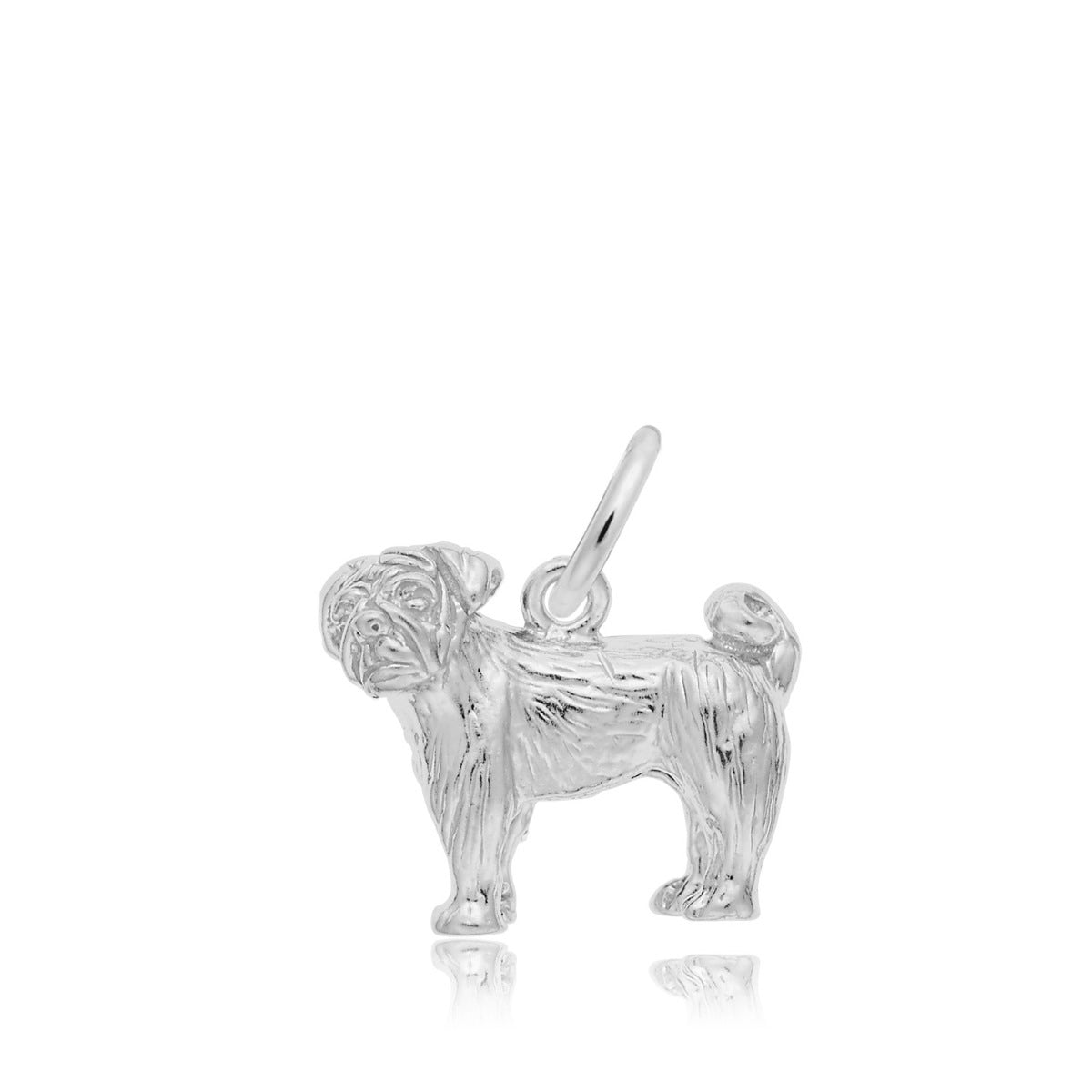 Pug Dog Charm in Sterling Silver