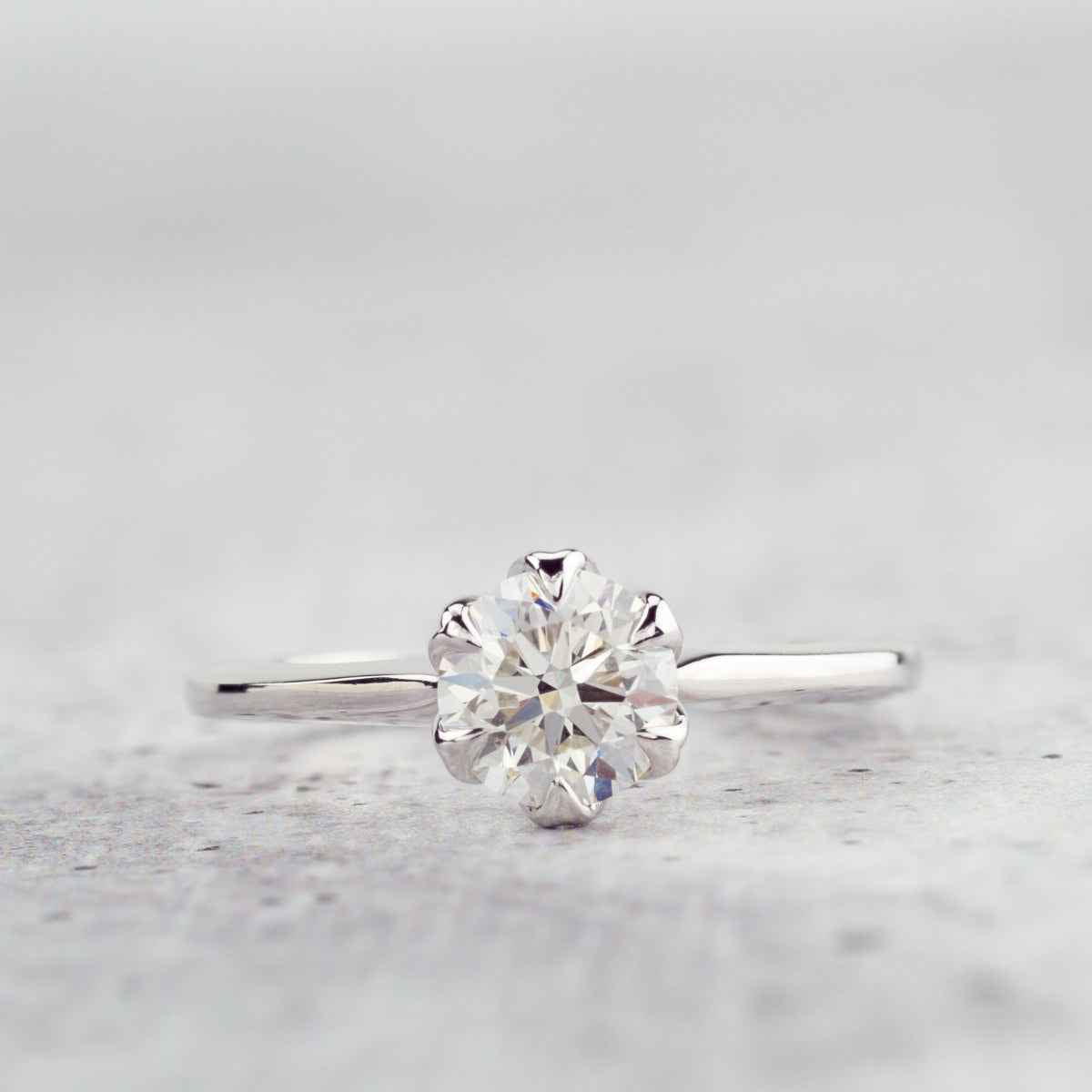 Canadian Rocks 1 ct. tw. Ideal Cut Round Brilliant Solitaire Engagement Ring in 14K White Gold close-up detail