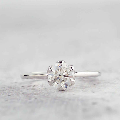Canadian Rocks 1 ct. tw. Ideal Cut Round Brilliant Solitaire Engagement Ring in 14K White Gold close-up detail