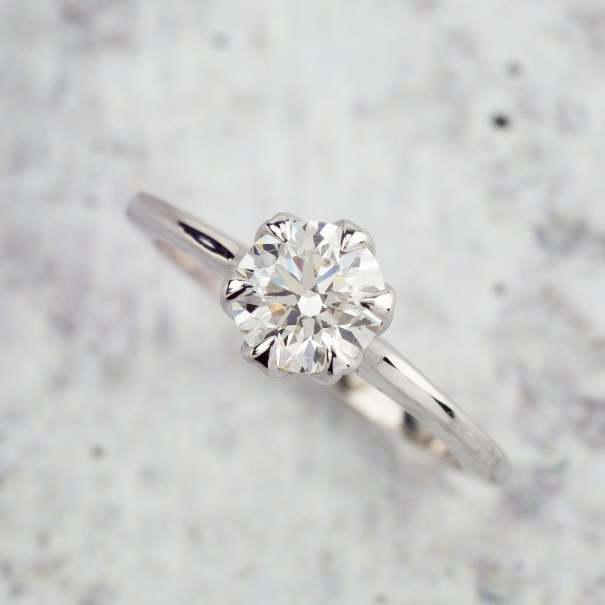 Canadian Rocks 1 ct. tw. Ideal Cut Round Brilliant Solitaire Engagement Ring in 14K White Gold side profile