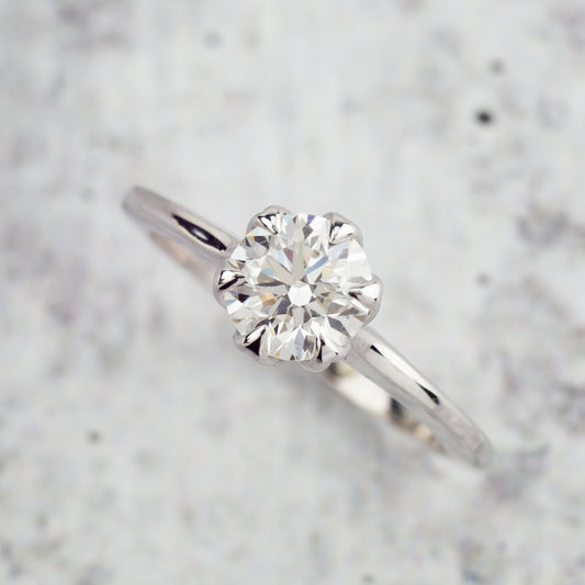 Canadian Rocks 1 ct. tw. Ideal Cut Round Brilliant Solitaire Engagement Ring in 14K White Gold side profile