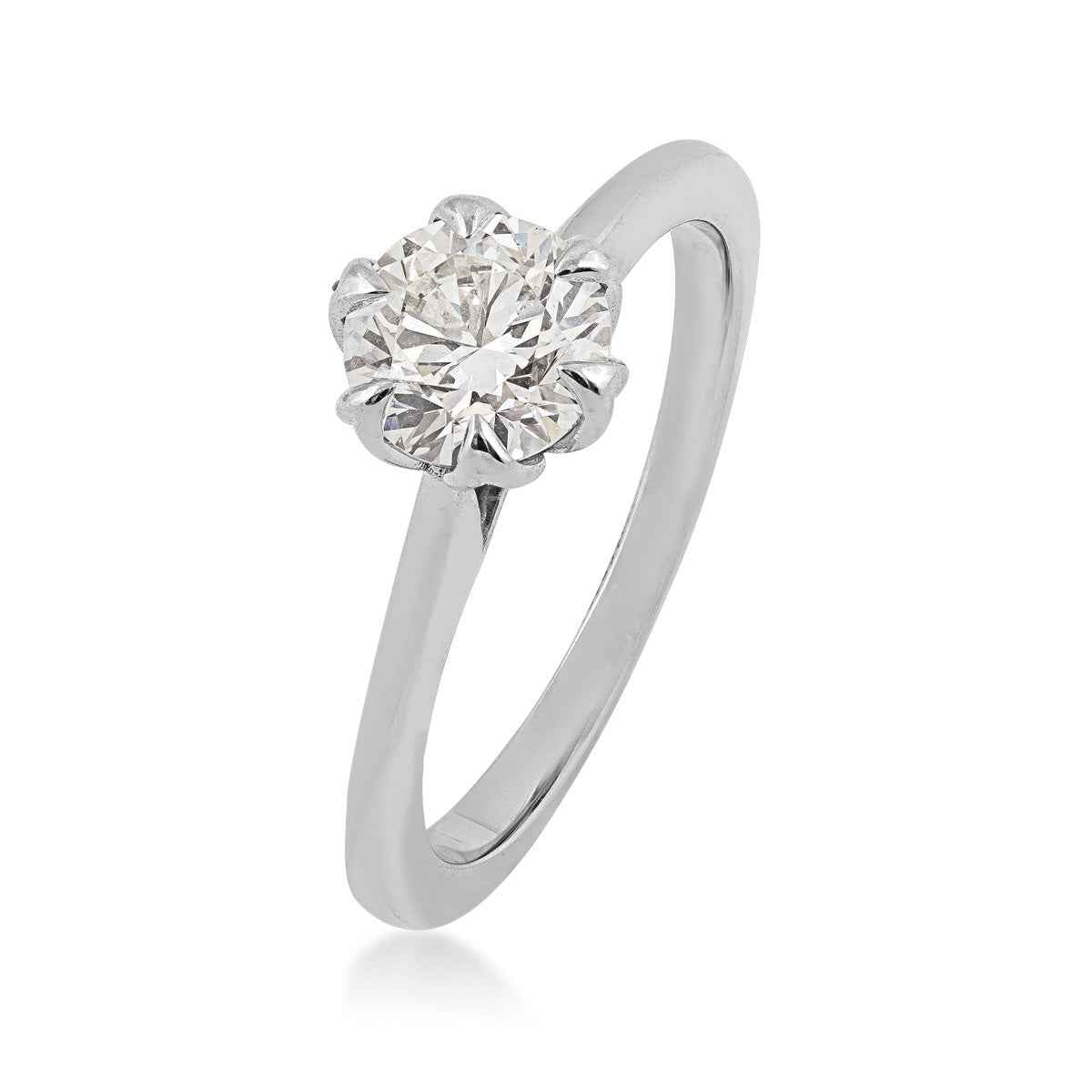 Canadian Rocks 1 ct. tw. Ideal Cut Round Brilliant Solitaire Engagement Ring in 14K White Gold front view