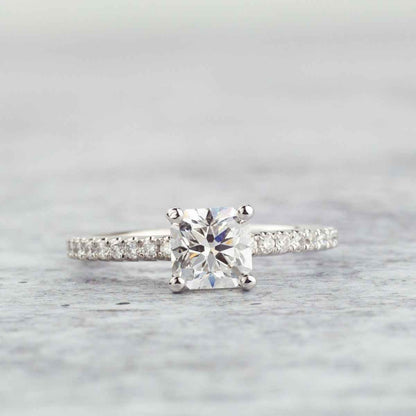 Canadian Rocks 1-1/4 ct. tw. Ideal Square Cut Diamond Engagement Ring in 14K White Gold close-up detail