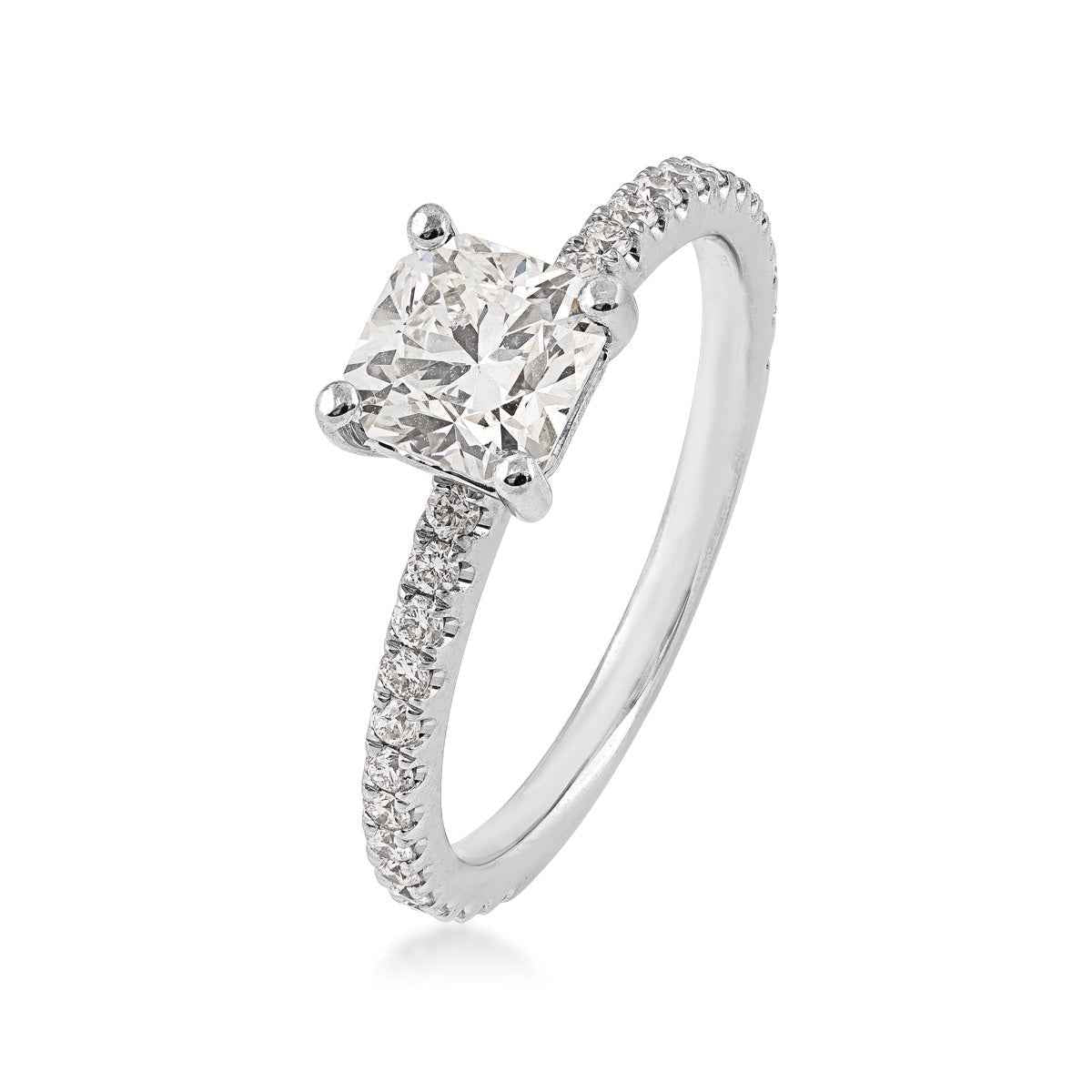 Canadian Rocks 1-1/4 ct. tw. Ideal Square Cut Diamond Engagement Ring in 14K White Gold front view