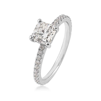 Canadian Rocks 1-1/4 ct. tw. Ideal Square Cut Diamond Engagement Ring in 14K White Gold front view