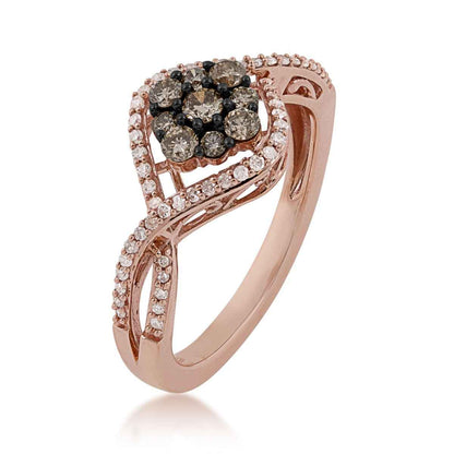 1/2 ct. tw. Mocha Diamonds Cluster Fashion Ring in 10K Pink Gold front view