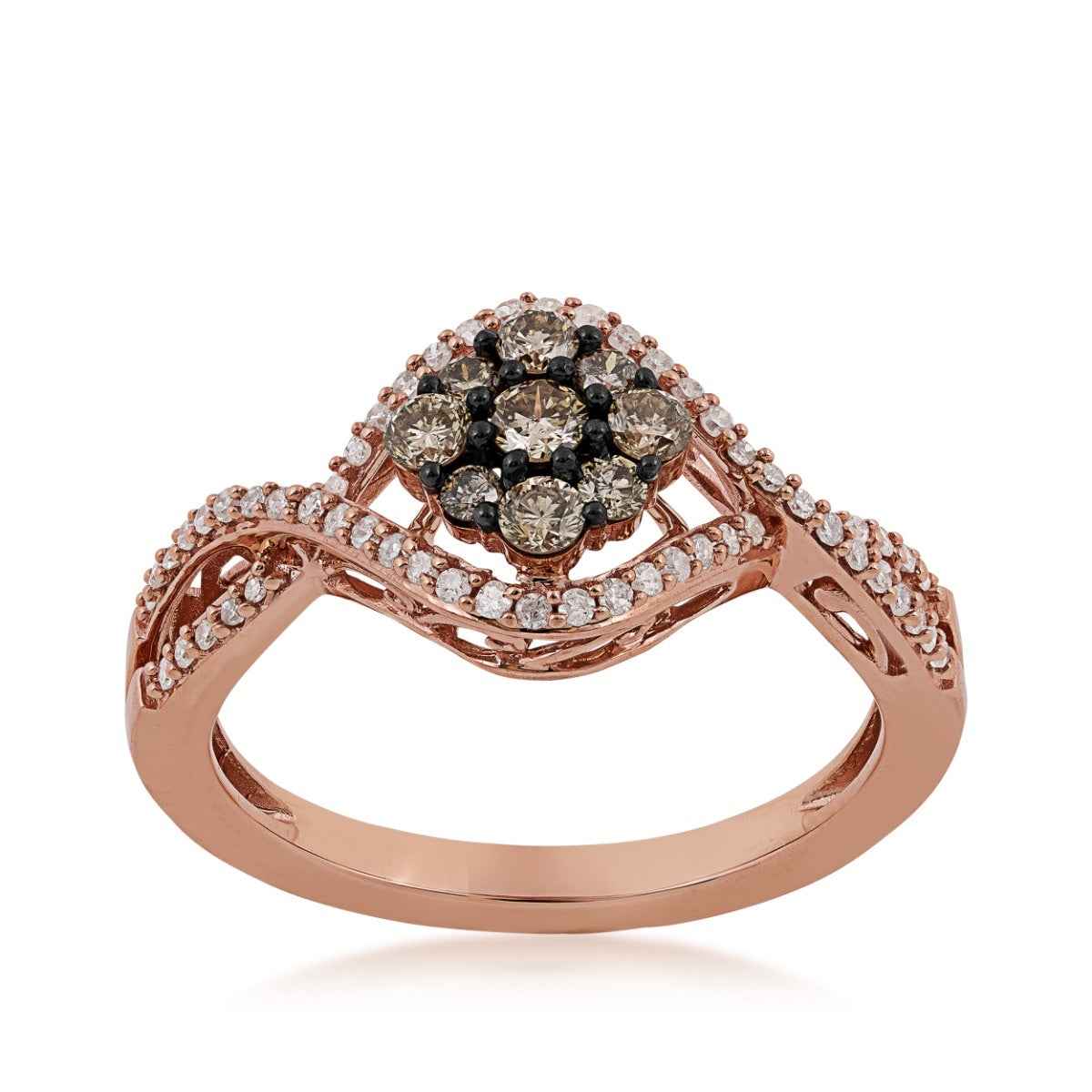 1/2 ct. tw. Mocha Diamonds Cluster Fashion Ring in 10K Pink Gold