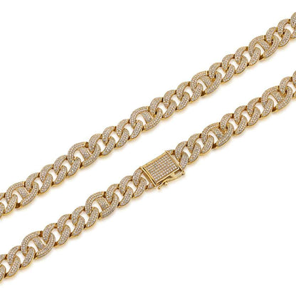 14 ct. tw. Diamond 22-inch Miami Cuban Chain in 14K Yellow Gold front view