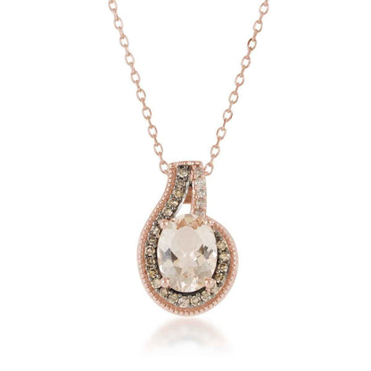 Morganite and Mocha Diamond 1/8 ct. tw. Fashion Pendant in 10K Pink Gold