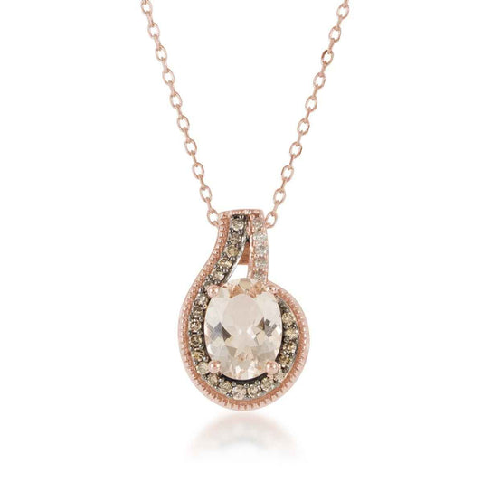 Morganite and Mocha Diamond 1/8 ct. tw. Fashion Pendant in 10K Pink Gold